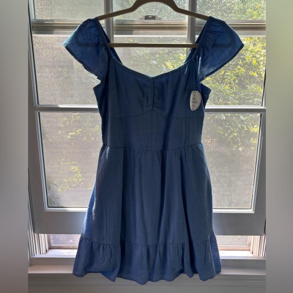 Hollister Blue Mini Dress NWT – Pockets + Built-In Shorts